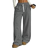 ZAFUL Women's Fleece Lined Sweatpants Foldover Waistband Drawstring Wide Leg Sweat Pants Warm Lounge Pants with Pockets