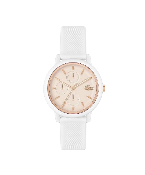 Lacoste Analogue Multifunction Quartz Watch for Women LACOSTE.12.12 Multi Collection with White Silicone Bracelet - 2001326