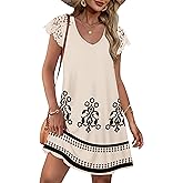 WIHOLL Dresses for Women 2026 Summer Casual Wedding Guest Dress Lace Short Sleeve Sundresses Fashion Beach Vacation Clothes