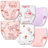 Joyo roy 6Pcs Potty Training Underwear Girls Panties Little Girls Underwear 100% Cotton Toddler Training Pants Diapers Great Aabsorption Toddler Girl Panties 1T Leakproof Pee Pants with Potty Chart