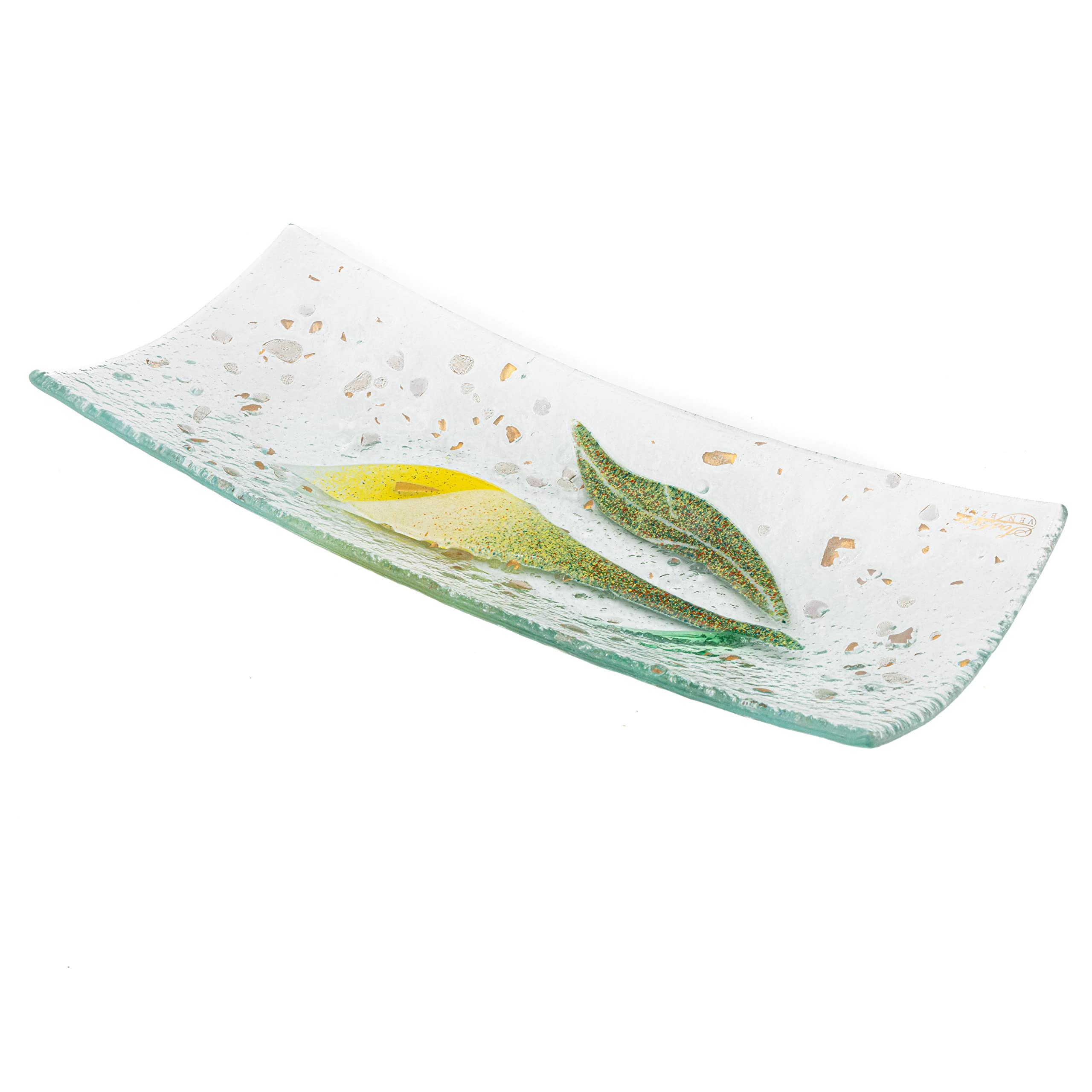Sospiri Venezia Tidy Tray Ornament Plate Decor Floral Murano Glass Centerpiece Home Furnishing Decor Gift Handmade Made in Italy (Calla cm30x13 Rectangular) — image 1