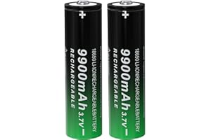 BENKIA 18650 Rechargeable Battery 9900mAh Button Top 2 Pack 3.7Volt Li-ion Battery for LED Flashlights Headlamps