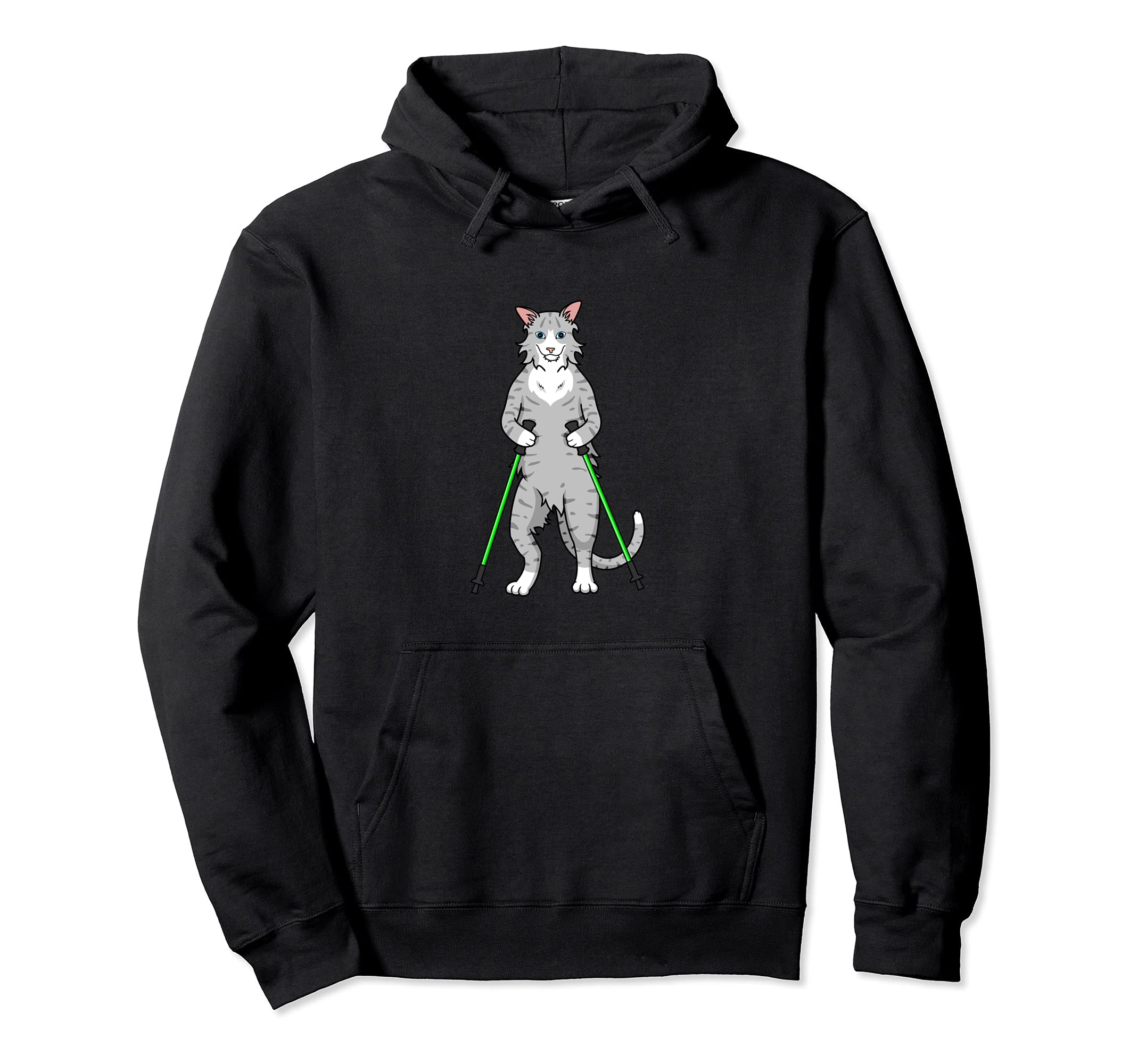 Nordic Walking Cat - funny pet Pullover Hoodie