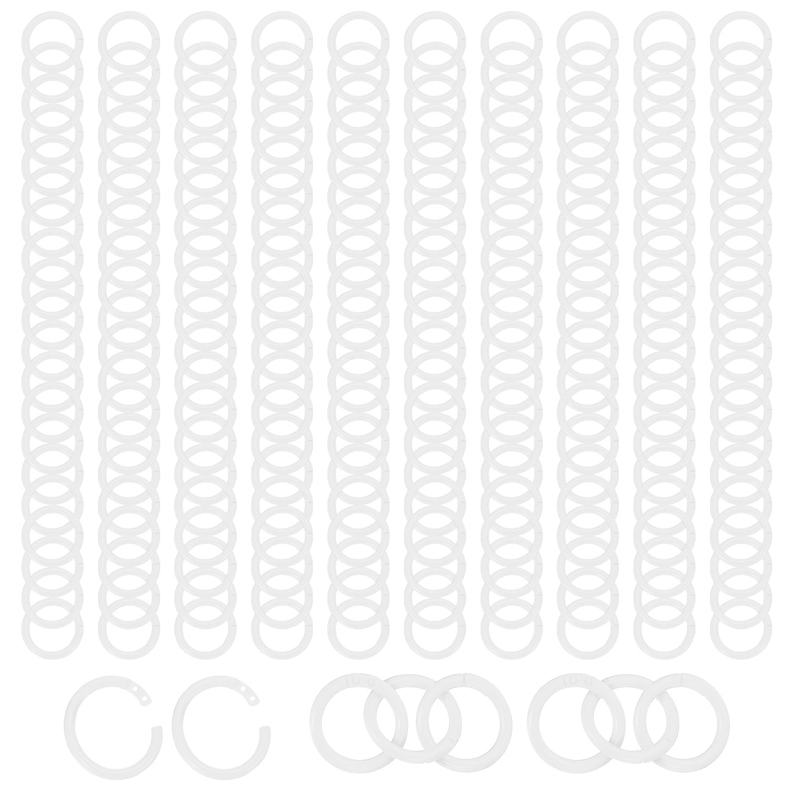 PATIKIL 1.1" Loose Leaf Binder Rings, 210Pcs Binder Ring Book Rings Plastic Key Rings for Paper Index Card Flash Card Book DIY Scrapbook Notebook Photo Album Office, White