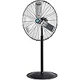 Tornado 30 Inch High Velocity Stationary Non-Oscillating Metal Pedestal Fan Commercial, Industrial Use 3 Speed 8850 CFM 10 FT Cord UL Safety Listed, Black