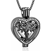 XSMZB Cremation Urn Necklace for Ashes of Loved One Tree of Life Heart Memorial Ash Pendant Funeral Keepsake Jewelry for Women