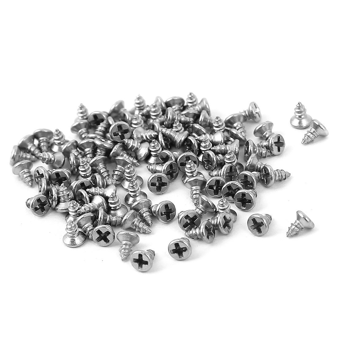 Sourcingmap M1.4 x 3mm Phillips Flat Head Self Tapping Screw Fasteners 100 Pcs — image 1