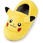Pokemon Girls Slippers | Childrens Eevee OR Pikachu Character Face Slip-On Loafer | Kids Fur Lined House Shoes Game TV Show