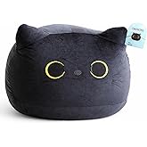 WORLD OF PLUSH 29 Inch Giant Black Cat Plush – 3.6 lb Oversized Squishy Stuffed Animal Pillow, One of The Largest Stuffed Animal Styles for Bed & Dorm, Cute Kawaii Room Decor Gift