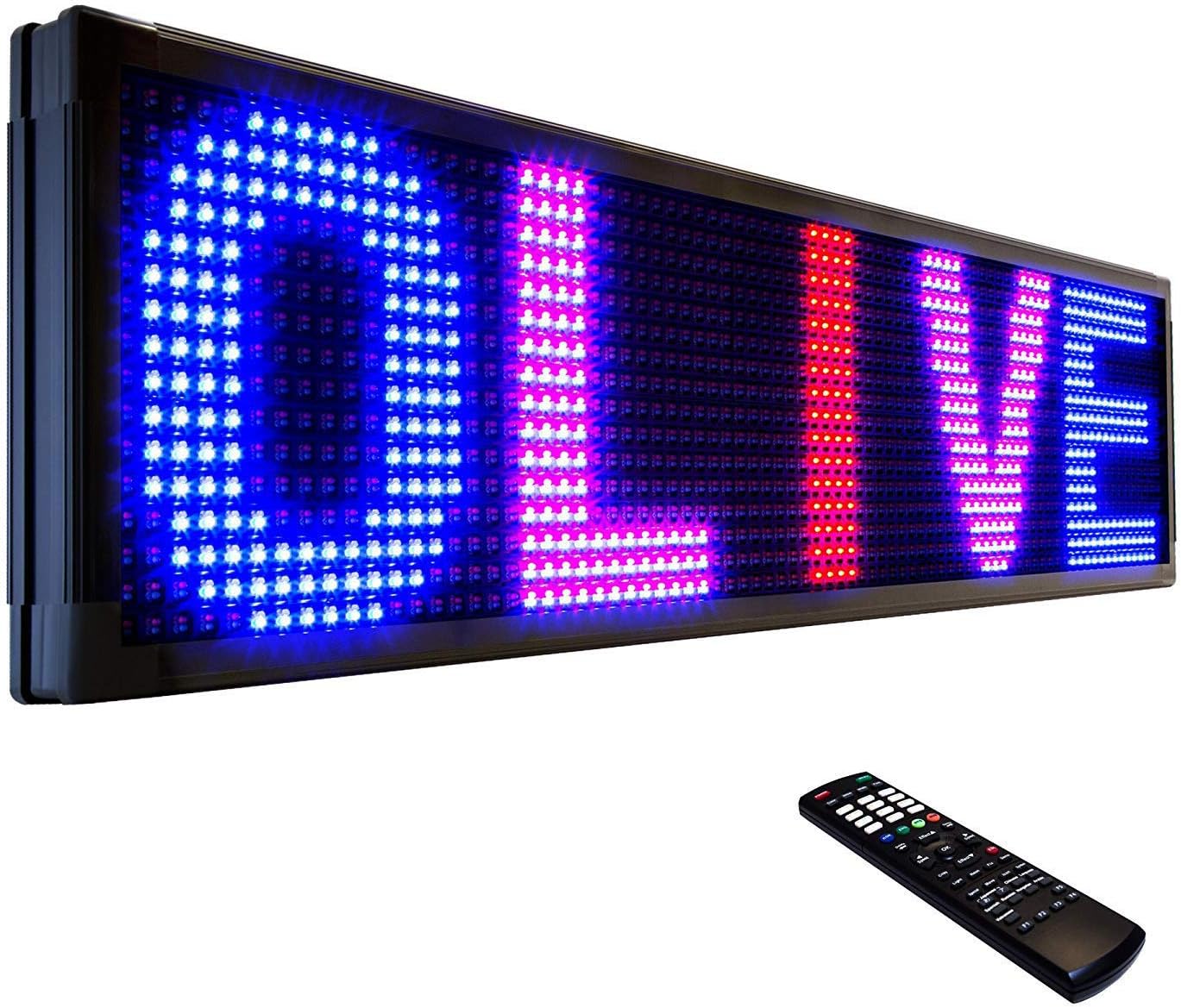 OLIVE LED Sign 3Color, RBP, P30, 41"x98" IR Programmable Scrolling Outdoor Message Display Signs EMC - Industrial Grade Business Ad Machine.
