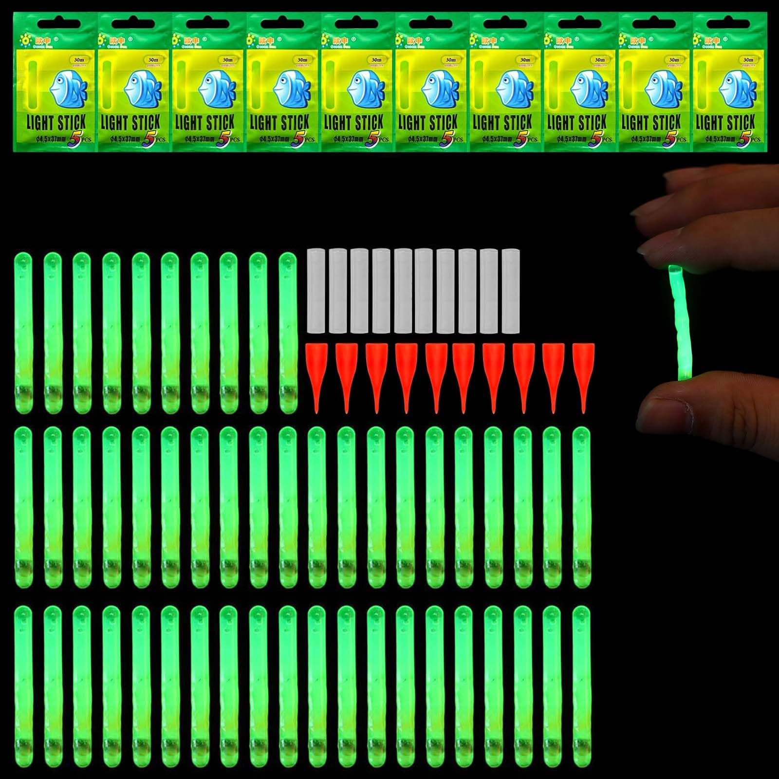 MisFun 50 x 4.5 x 37 mm Fishing Light Sticks Fluorescent Light Fishing Starlight Night Fishing Stick Glow Stick Night Fishing Sticks