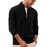 PJ PAUL JONES Men's Cardigan Sweater Full Zip Up Sweater Ribbed Knit Stand Collar Cardigans