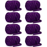 Chunky Yarn for Hand Knitting - #8 Chunky Chenille Yarn, Thick Fluffy Chunky Knit Blanket Yarns, Chunky Yarns for Crocheting &amp; DIY Crafts, 8 Skeins (Purple)