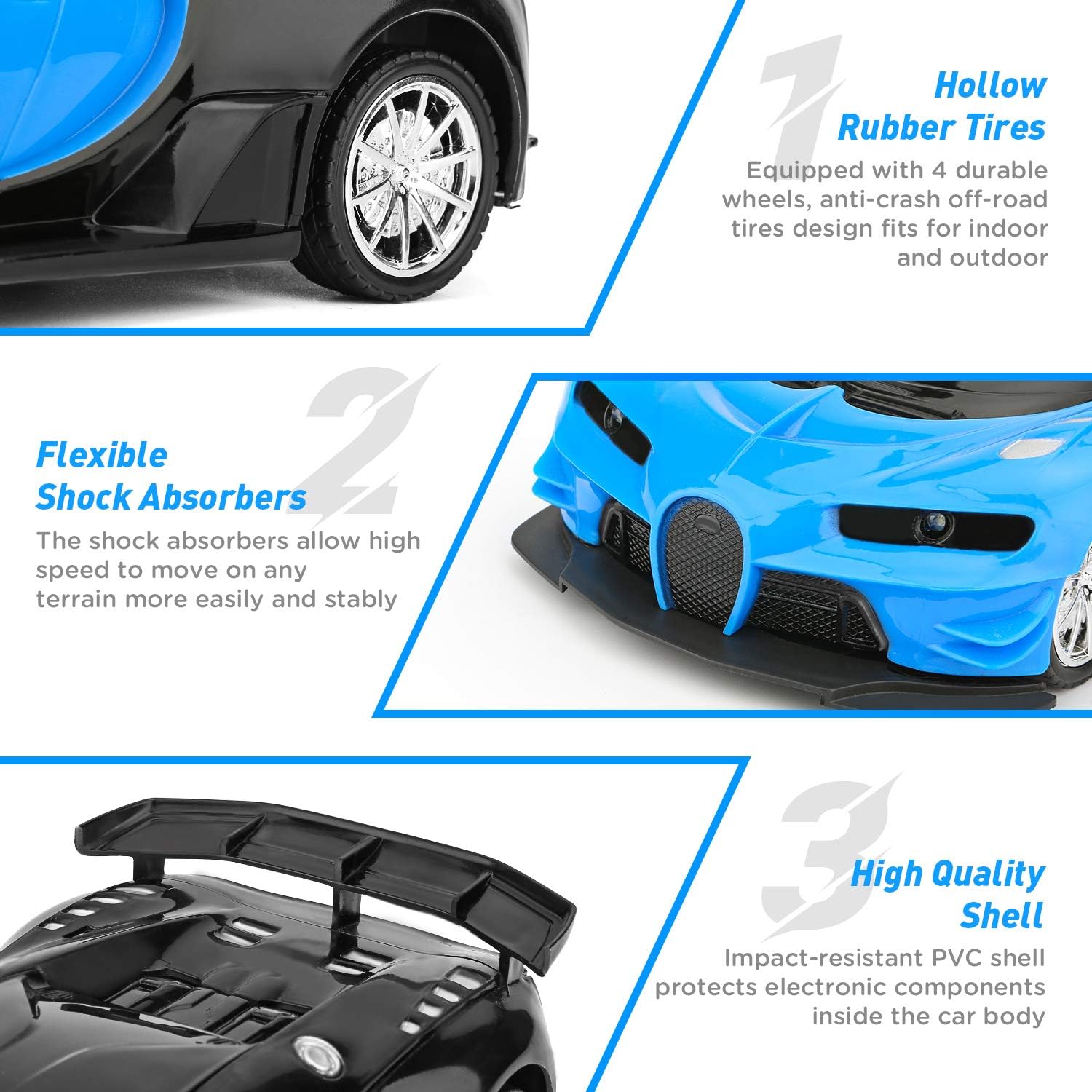 Remote Control Car - 1/16 Scale Electric Remote Toy Racing, with Led Lights High Speed RC Toy Car for Kid 3 4 5 6 7 8 9 Year Old Boys and Girls (Blue): Toys & Games