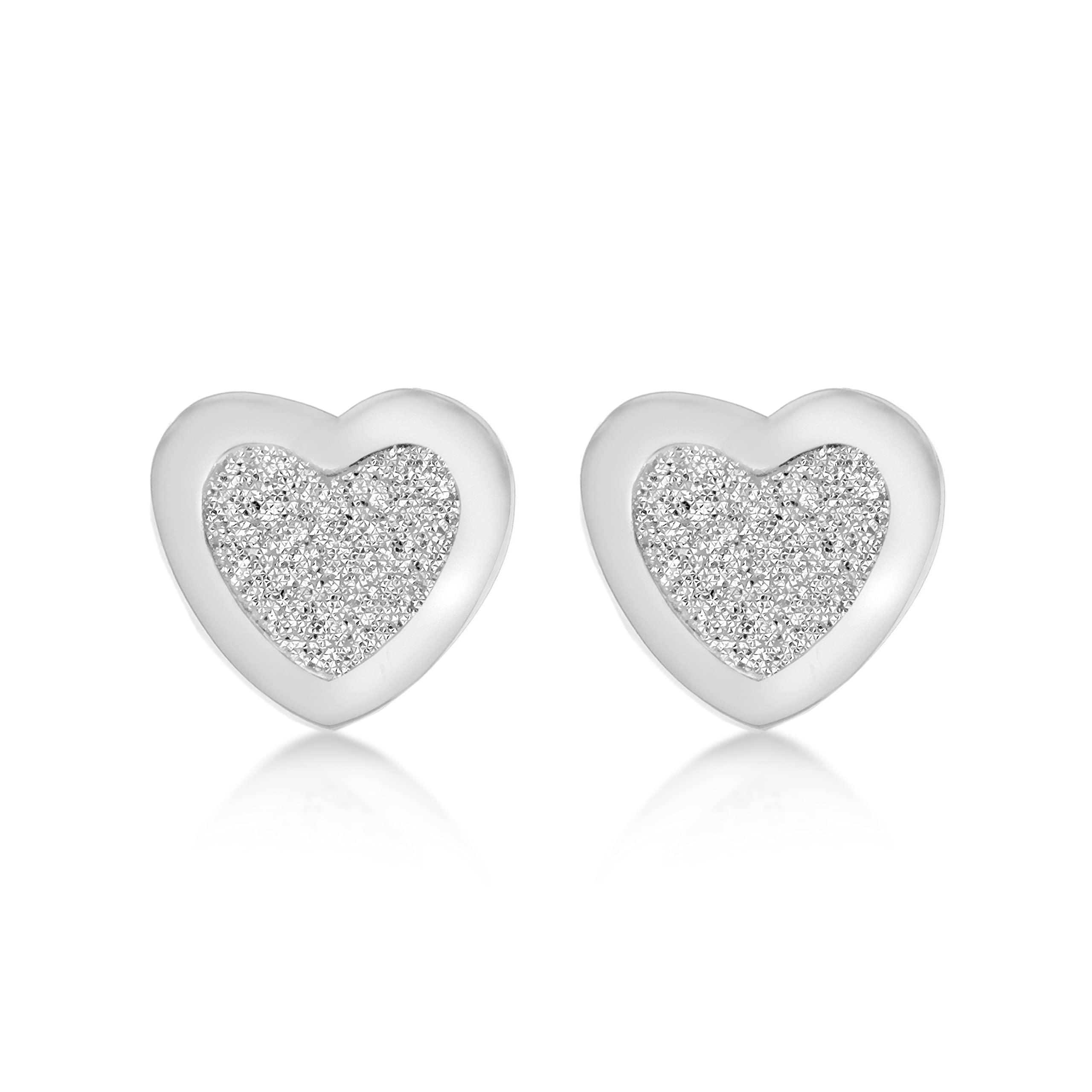Tuscany Silver Women's Sterling Silver Heart Stud Earrings