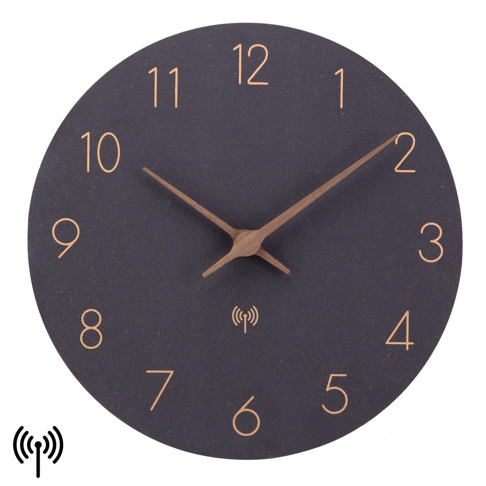 ACCSHINE MDF Holz Funkuhr Wanduhr Ohne TickgeräUsche Lautlos 30cm Quarz Batterie Groß Wanduhren Einfach zu Lesen für Zimmer Zuhause KüChe Schlafzimmer Büro Schule (Schwarz) 8