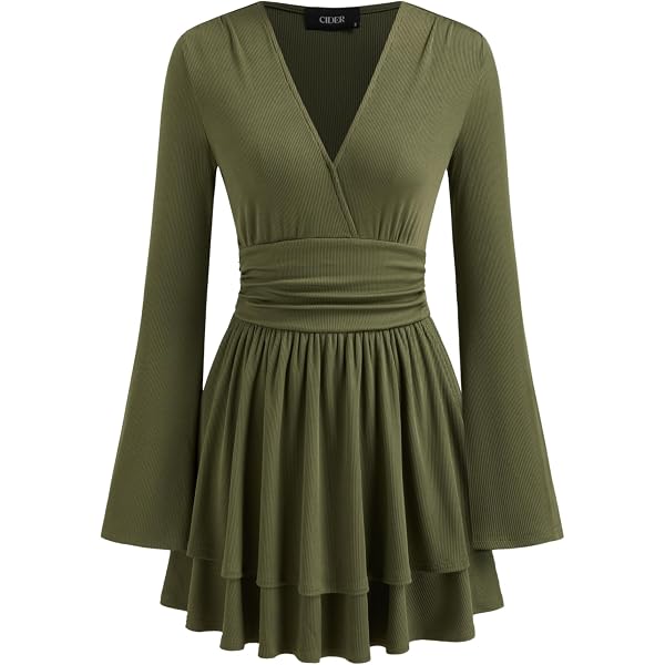 Amazon.com: Women Boat Neck Long Sleeve Ribbed Tiered Ruffle Skater Mini  Party Cocktail Dress Black : Clothing, Shoes & Jewelry
