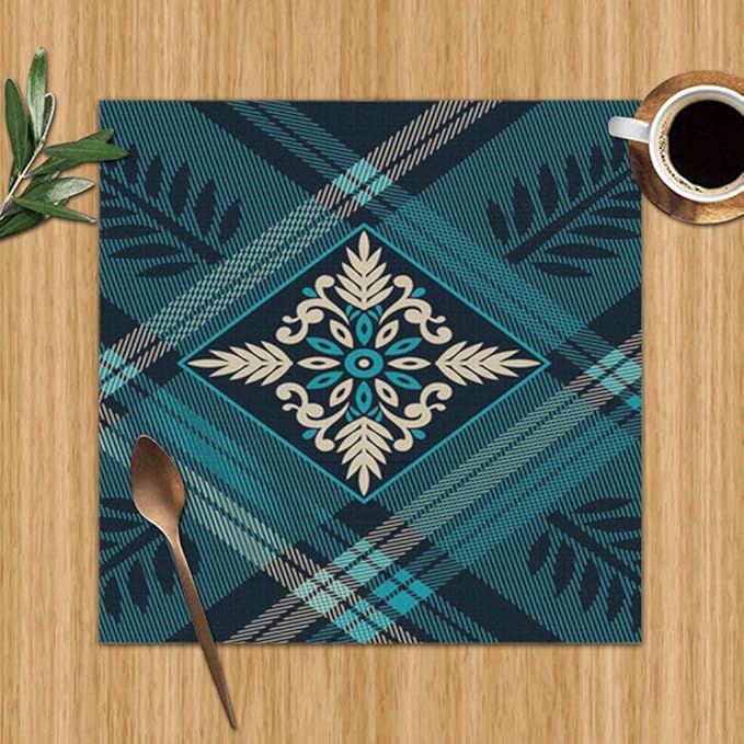 Checkered Fabric Vintage Table Mats Placemats Set of 4