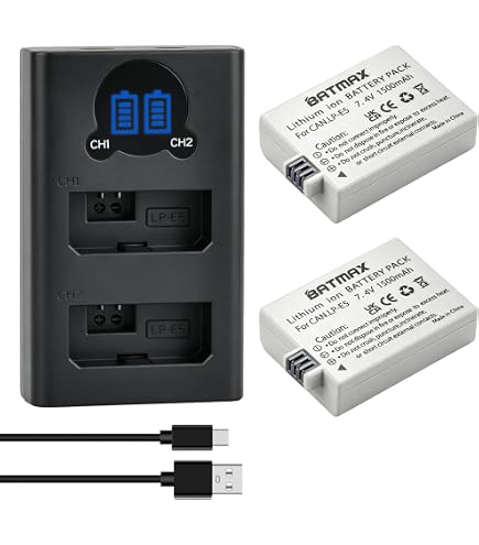 Amazon.com : BM Premium 2 Pack of LP-E5 Batteries and Battery