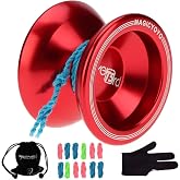 Magicyoyo T5 Overlord Professional Unresponsive Yoyo Aluminum | Alloy Yo Yo with 12 Strings Storage Bag Glove Red Christmas Gift for Kids 8+ (Red)