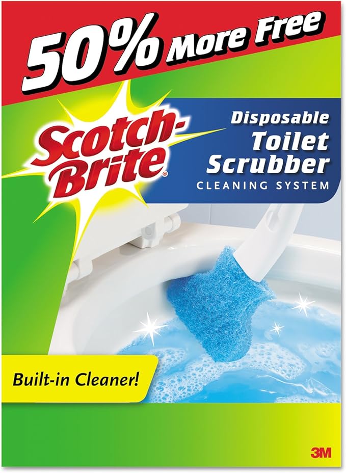 3M 557SK76 Disposable Toilet Scrubber Starter Kit, Handle with 7