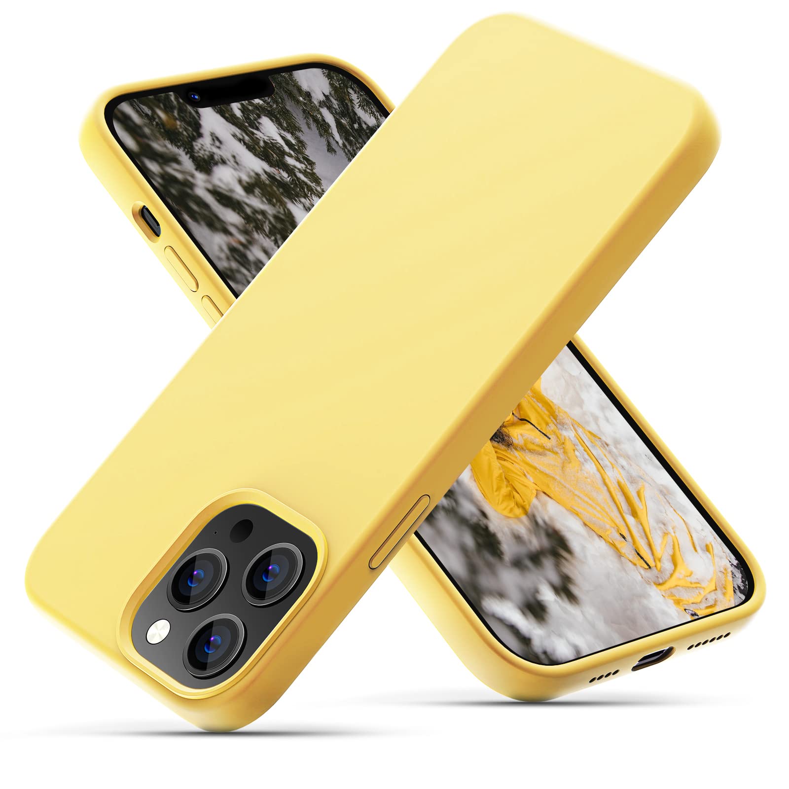 OIIAEE Silicone Case Designed for iPhone 13 Pro Max Case, Ultra Slim Shockproof Protective Liquid Silicone Phone Case with Soft Anti-Scratch Microfiber Lining, 6.7 inch, Yellow — image 1