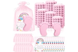 SytuHete 50 Sets Baby Shower Favors Refreshing Foot Soap Perfect Baby Shower Favors for Guests, Gifts, and Prizes with Organza Bags Thanks Cards (Pink)