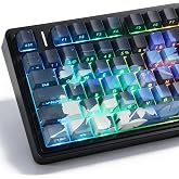 JOMKIZ PBT Keycaps Cherry Profile with Side Printed Shine Through | Dye Sublimation Design, Blue Black Butterfly Theme, 133 Keys, Compatible with Mechanical Keyboards