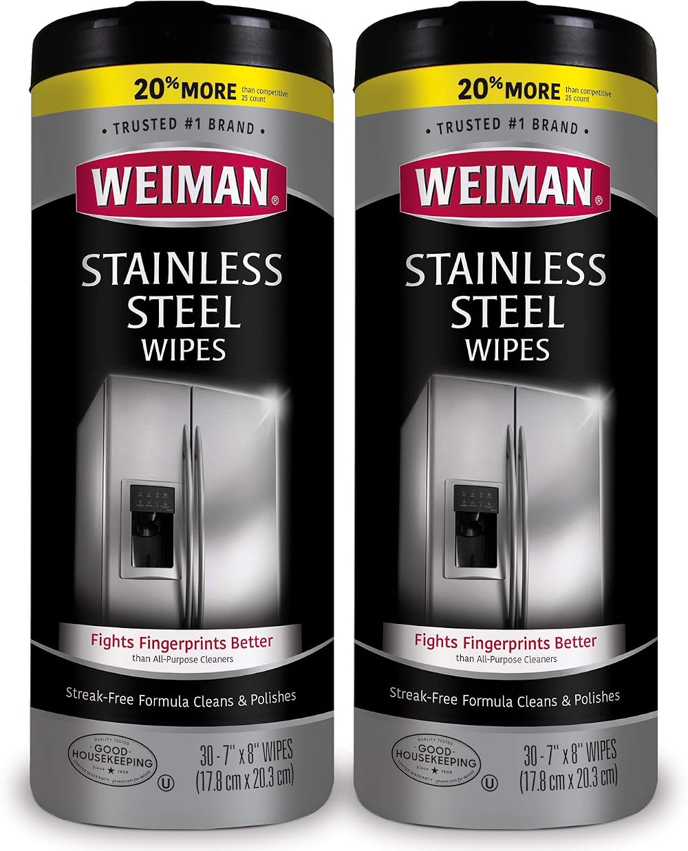 Weiman Stainless Steel Cleaner Wipes 2 Pack Fingerprint Resistant Kitchen
