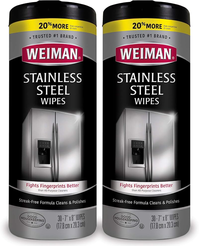 Weiman Stainless Steel Cleaner Wipes 2 Pack Fingerprint Resistant Kitchen