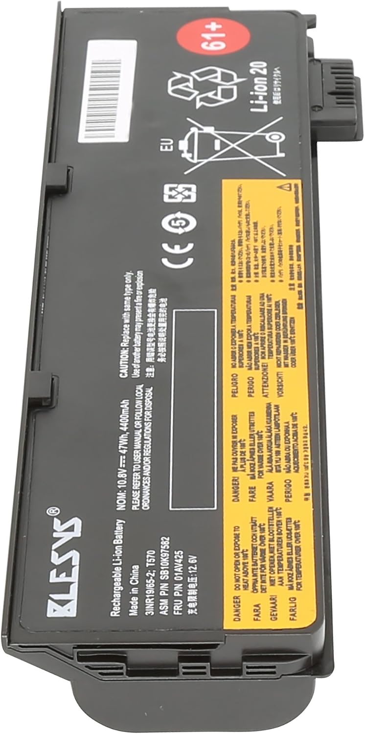 BLESYS 4400mAh 61+ 01AV491 01AV452 External Battery for Lenovo Thinkpad T470 T570 A475 P51S TP25 Series, Black, 6-Cell battery - Image 4