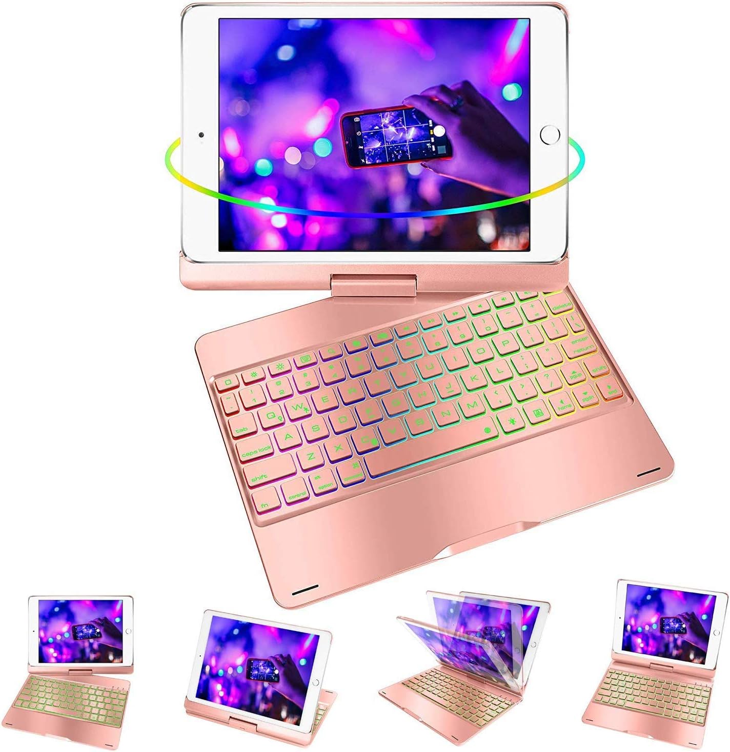 SZILBZ iPad Keyboard Case 9.7 for iPad 2018 (6th Gen)/iPad 2017 (5th Gen)/iPad Pro 9.7/iPad Air 2&1,iPad Case with Bluetooth Keyboard Rose Gold