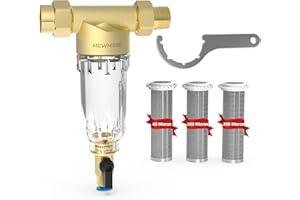 MewMore GFC40 Garden Hose Filter with 3/4" GHT Connector, 40 & 100 & 200 Micron Reusable Spin Down Sediment Water Filter, Inl
