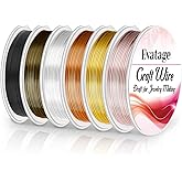 18 Gauge Wire for Jewelry Making, Evatage 6 Rolls Jewelry Craft Wire Tarnish Resistant Copper Beading Wire for Jewelry Making Supplies and Crafts