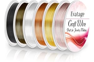 18 Gauge Wire for Jewelry Making, Evatage 6 Rolls Jewelry Craft Wire Tarnish Resistant Copper Beading Wire for Jewelry Making Supplies and Crafts