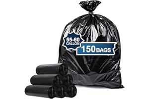 NOSTTUFF 55-60 Gallon Trash Bags - 150 Count Large Garbage Bags Heavy Duty, Large Black Trash Bags for Outdoor, Commercial, Contractors, Lawn and Leaf Bags.