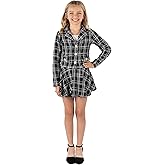 Speechless Girls 2-Piece Cropped Boucle Plaid Blazer Jacket and Skater Skirt Set