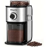 Electric Flat Burr Coffee Grinder, Coffee Grinder with 14 Grinding Settings, Burr Mill Grinder with 7oz Bean Hopper, Compact for Espresso, Drip &amp; French Press, Shiny Silver