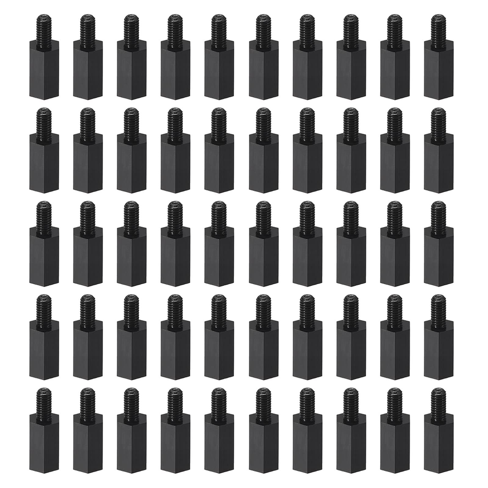 YOKIVE 150 Pcs M3 Standoff Screws, Nylon Hex PCB Standoffs with High Insulation Effect, Keep Height Consistent, Great for Motherboard (Black, 10mm+6mm)