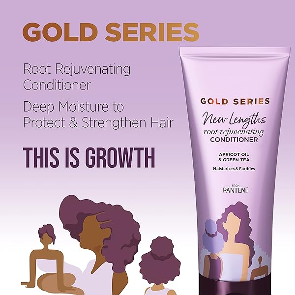 PANTENE GOLD SERIES ROOT REJUVENATING CONDITIONER WITH APRICOT OIL & GREEN TEA, MOISTURIZES & FORTIFIES, FOR NATURAL, TEXTURED, CURLY, COILY HAIR, SULFATE FREE, 11.1 FL OZ