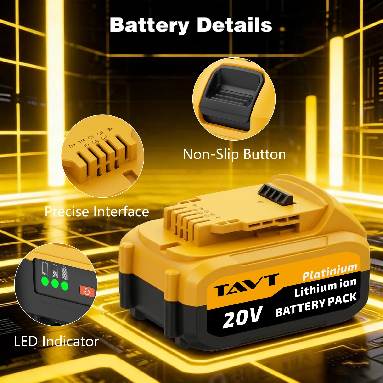 TAVT 2Pcs 20V Li-Ion Akku und Ladegerät kompatibel mit Dewalt 20 Volt XR Maschinen 5