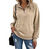 SHEWIN Womens Sweatshirt Casual Long Sleeve Half Zip Pullover Lightweight Sweatshirts Tops Fall Fashion Outfits 2025