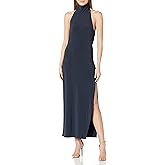 Norma Kamali Women's Halter Turtle Side Slit Gown