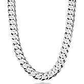 Miabella Italian Solid 925 Sterling Silver 12mm (1/2 Inch) Diamond-Cut Cuban Link Curb Chain Necklace For Men Made in Italy