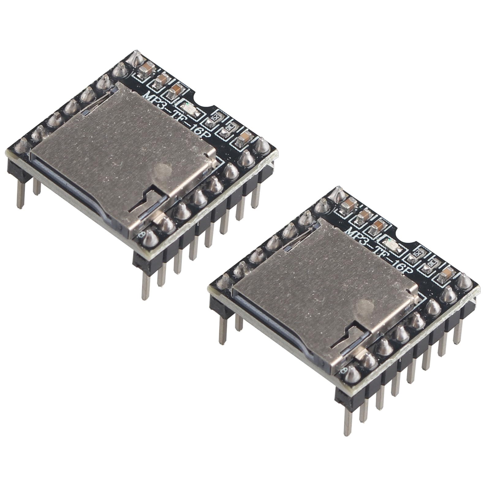 HALJIA 2PCS DFPlayer Mini MP3 Player Module Universal 24-bit DAC Output Directly Connect to Speaker Support TF Card U-Disk IO/Serial Port/AD Diy Kit Compatible with Arduino Raspberry Pi Black