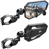KEMIMOTO Billet Aluminum UTV Side View Mirrors, Fits1.75"-2" Roll Bar with Windshield, Compatible with Polaris RZR Turbo XP1000 Can Am Talon Kawasaki, Durable Break Away Replaceable Side Mirrors