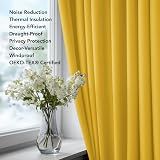 Deconovo Thermal Insulated Eyelet Blackout Curtains 90x90 Mellow Yellow 2 Panels view 9