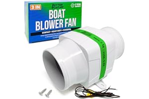 BETTER BOAT Boat Blower Fan Inline 12V, High CFM Marine Engine Ventilation, 4 Inch or 3 Inch Duct Fan for Galley, Head and Bilge