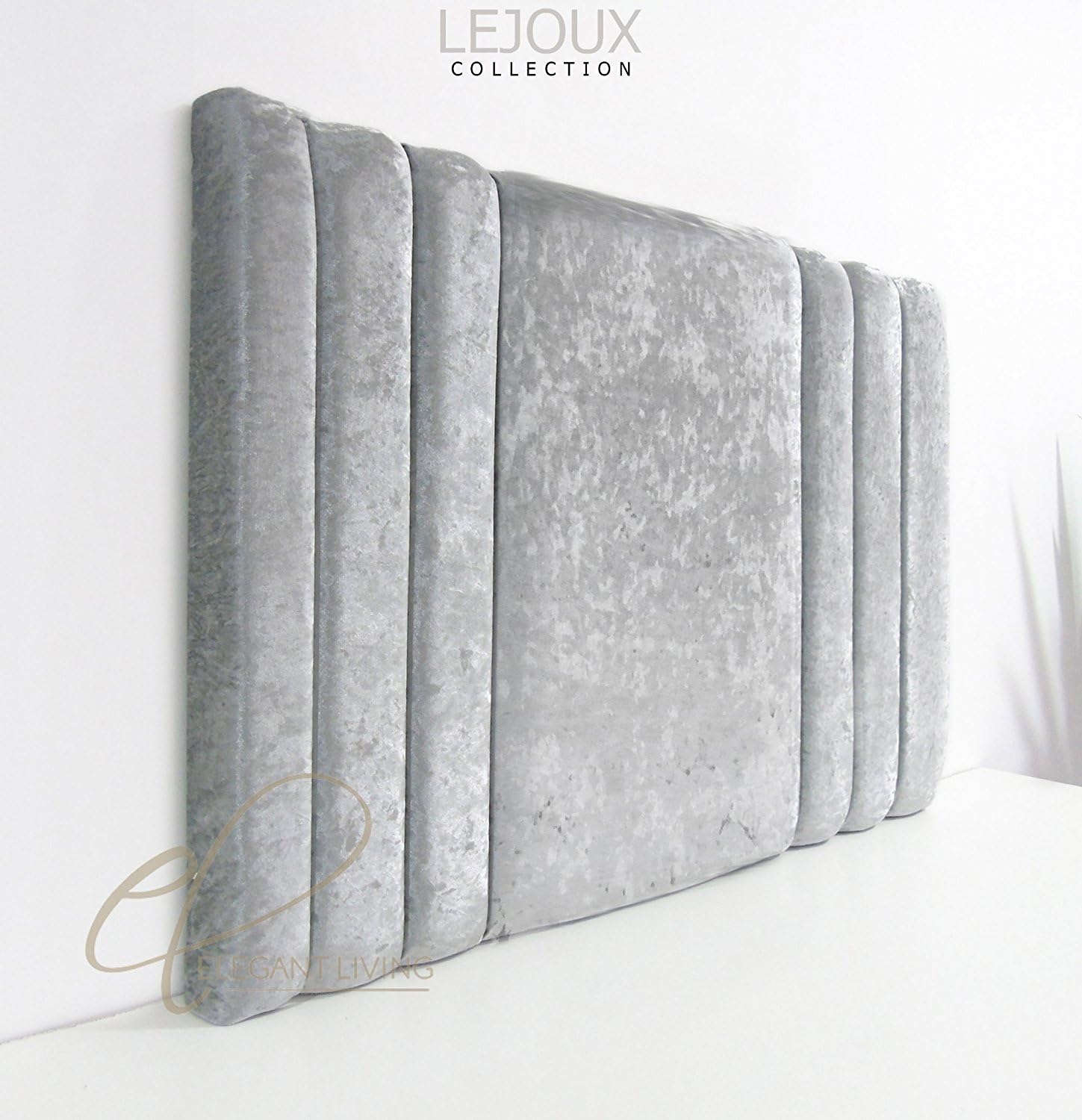 Lejoux™ Collection Panama Designer Headboard Bed Head in Crushed Velvet in Single Double King (Grey, 5ft (King) 30 Inches High)