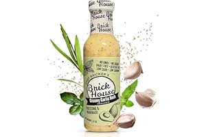 Brick House Creamy Garlic Herb Vinaigrette Dressing & Marinade, 12 oz, Low Sodium, Zero Carb, Dairy Free, Gluten Free, Non-GMO, No Sugar, Keto Friendly Vinaigrette Salad Dressing with Avocado Oil